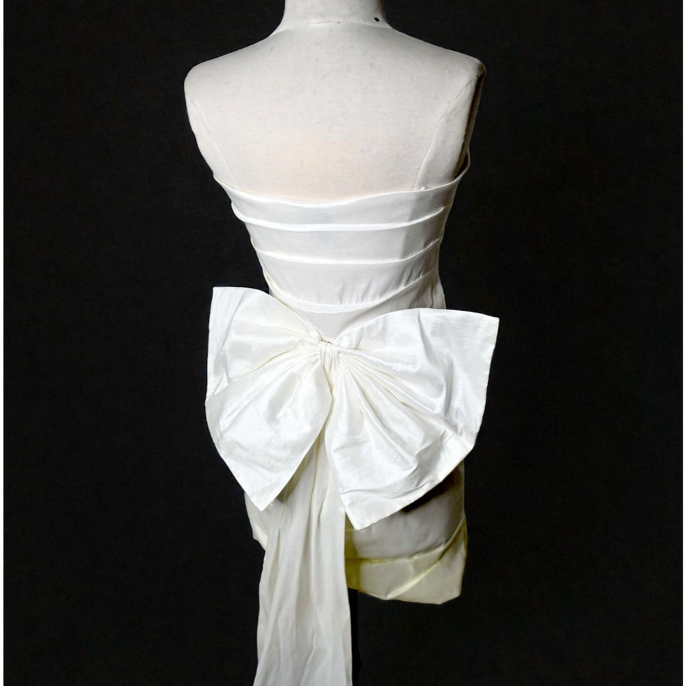 NWT Windsor Strapless Mini Dress M Dramatic Bow & Train Wedding Prom Formal